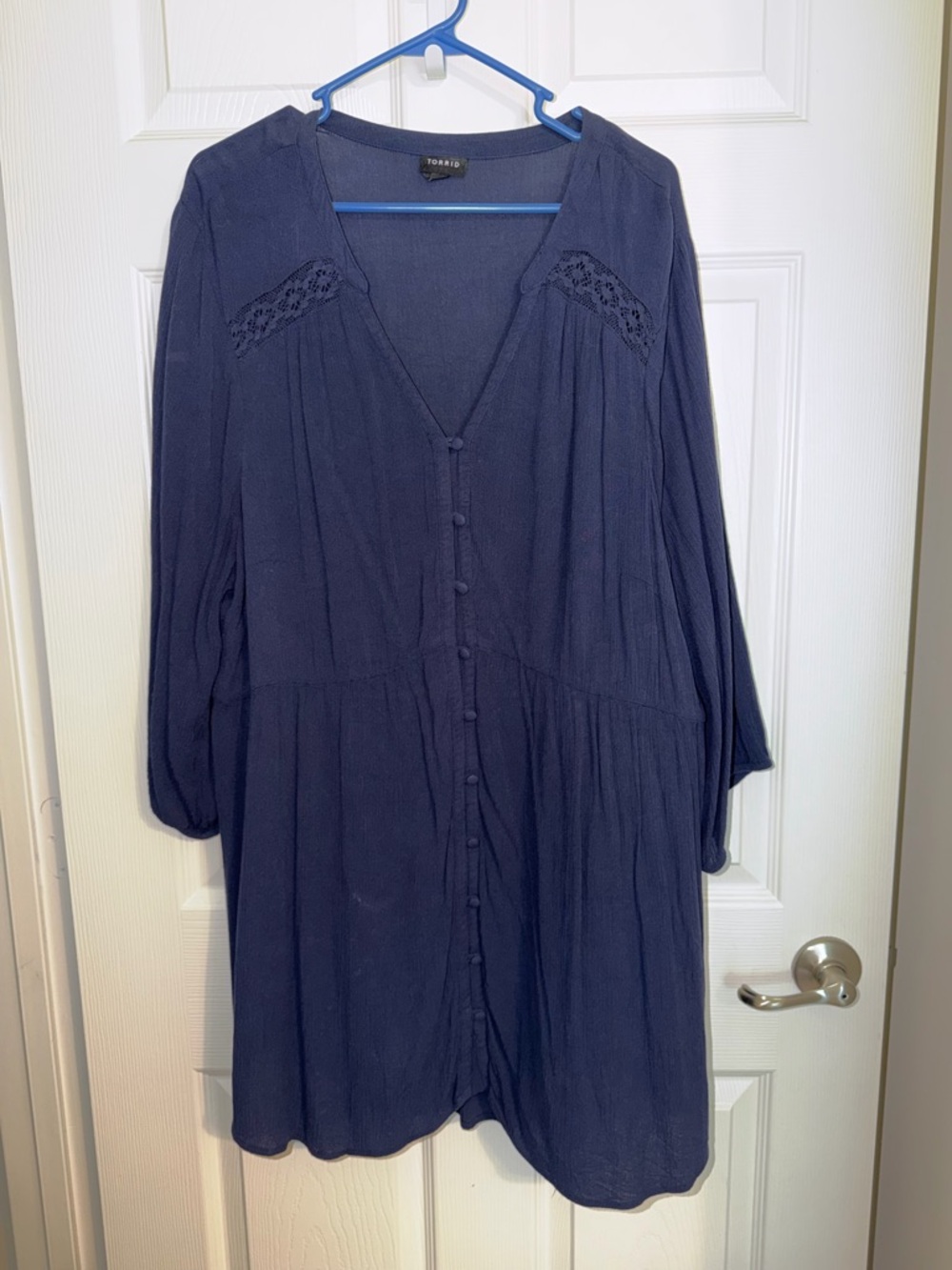 torrid Navy V-Neck Textured Top